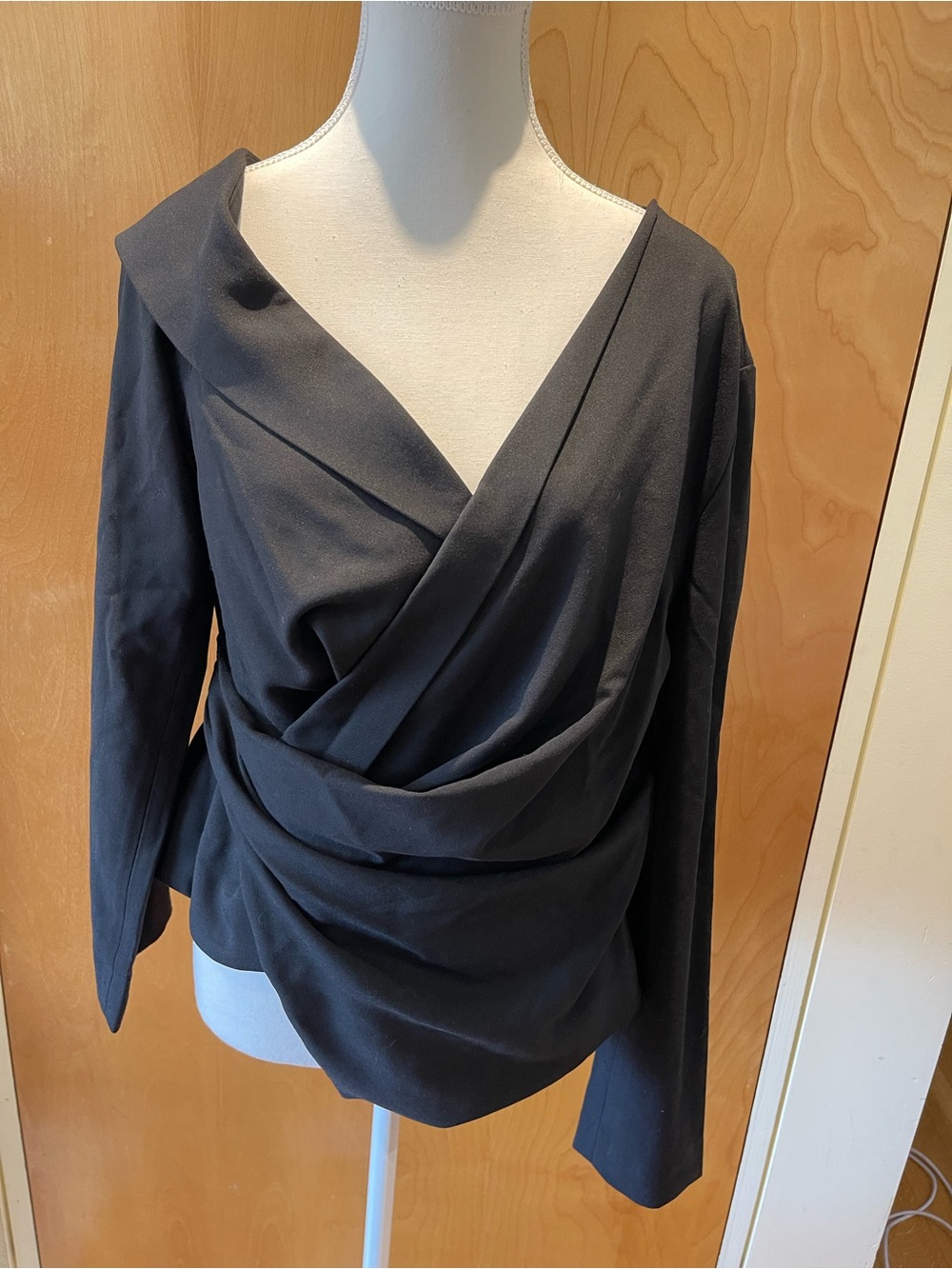 Black Elodie bias cut long sleeved
